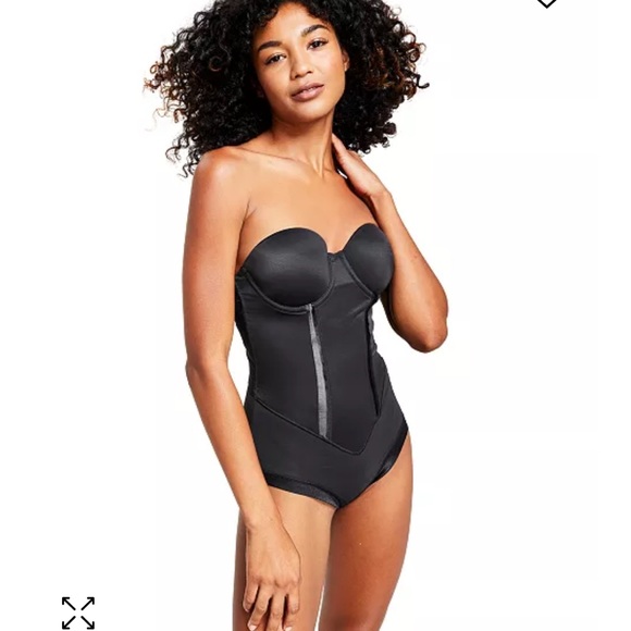 MAIDENFORM FIRM TUMMY CONTROL EASY UP BODY SUIT 34D strapless shape wear 444 - Picture 3 of 4